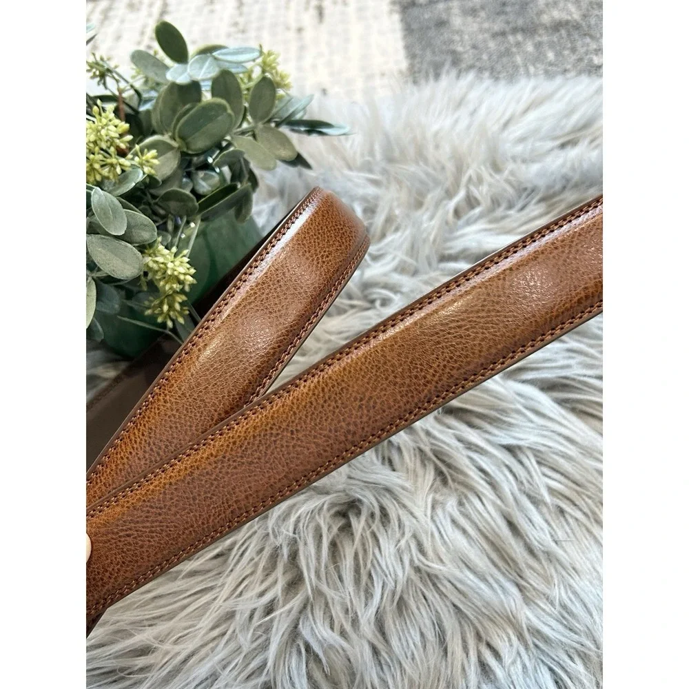 Frederico Leone Mens Adjustable Brown Genuine Leather Belt‎ Size 48 NEW